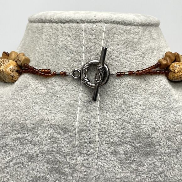 Stunning Picture Jasper Beaded Statement Necklace Ethnic Boho Unique Layered - Picture 4 of 8